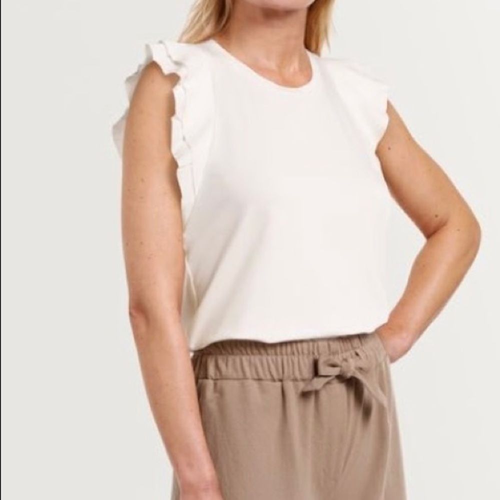 Marshmallow  Flutter Sleeve Top small 🛍️ 25% off if 3 or more items purchased